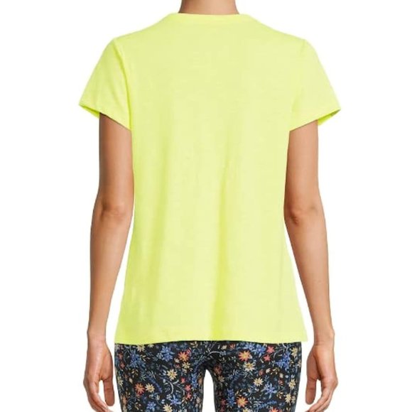 Time and Tru Women's Slub Crew T-Shirt Relaxed Fit Yellow - Picture 2 of 4